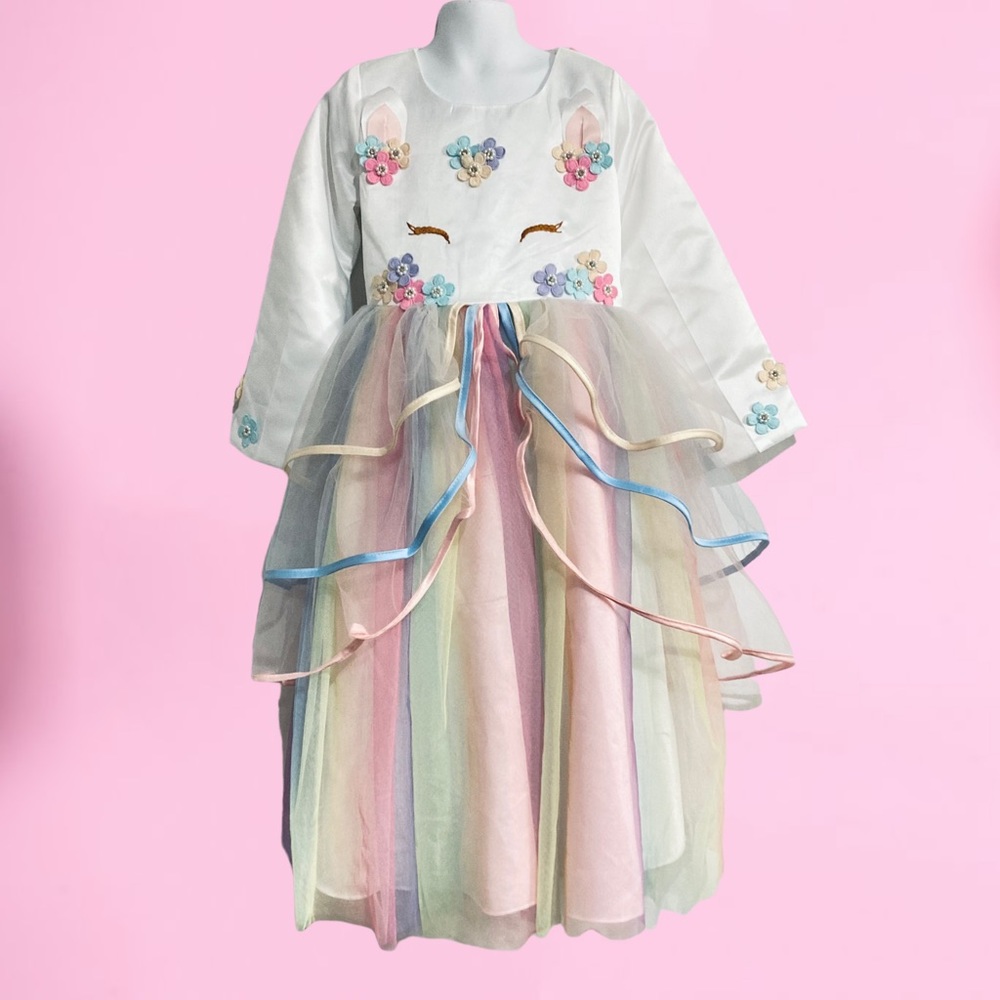 NWT Wendi Fashion Girl's Unicorn Overlay Dress Size 14